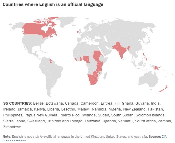 کشورها با زبان رسمی انگلیسی